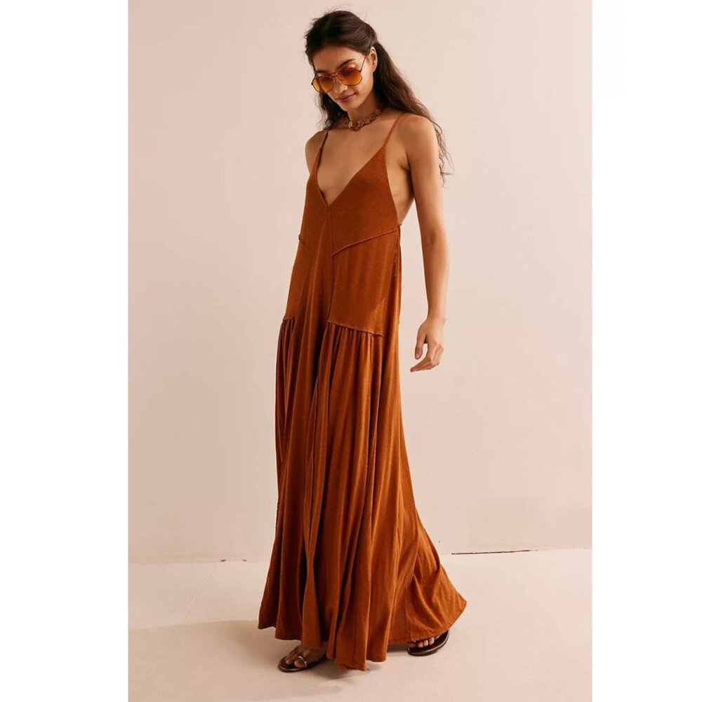 Free People Eros Maxi Dress in Roasted Pecan LARGE